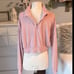 Plush Powder Blush Pullover Cloud Chaser Quarter Zip Womens Large Cropped Top