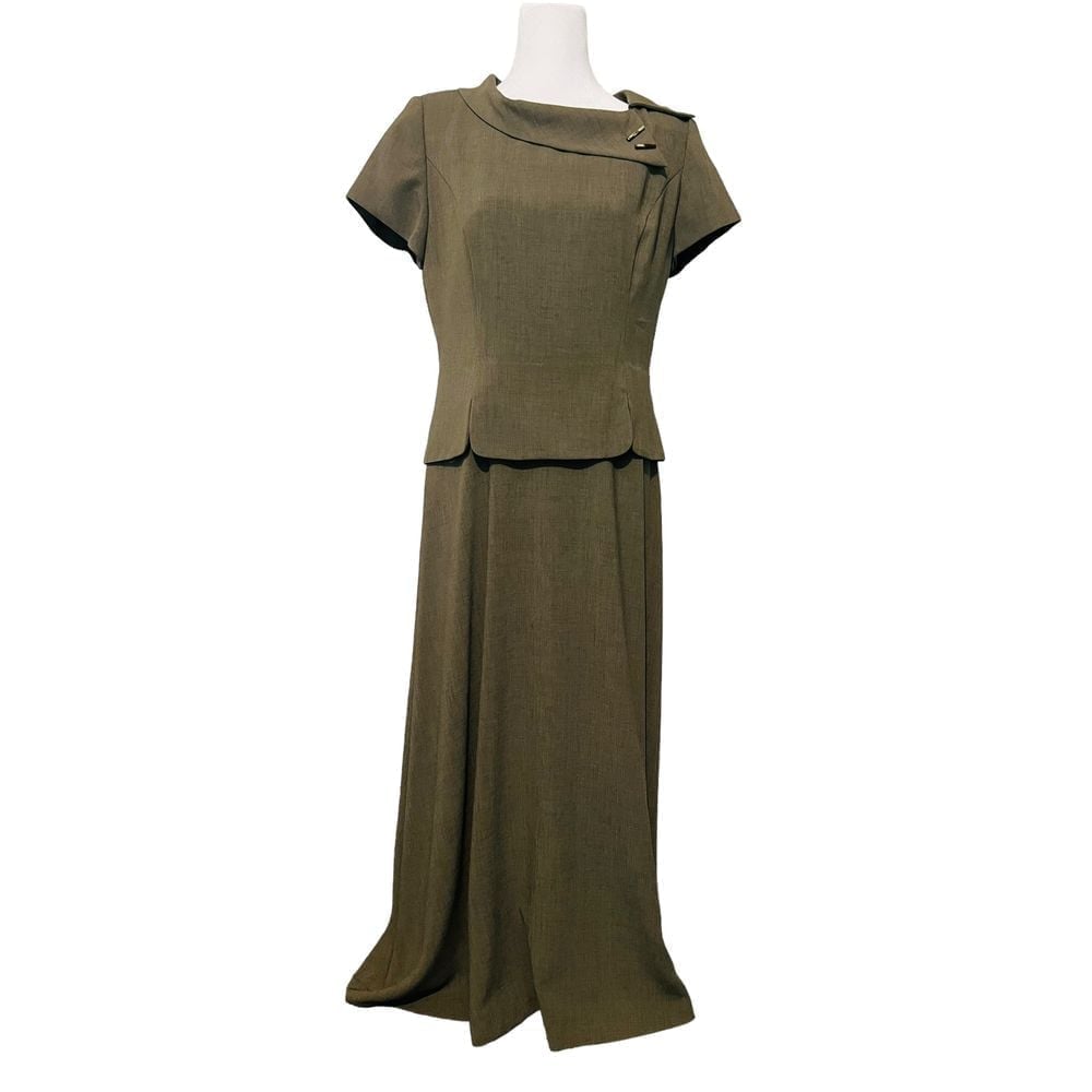 Danny & Nicole New York Vintage Dress Back Zip Short Sleeve Green Size 10