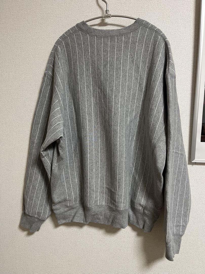 supreme Pinstripe Crewneck 新品未使用　希少アイテム 24SS Supreme Pinstripe Crewneck M Gray