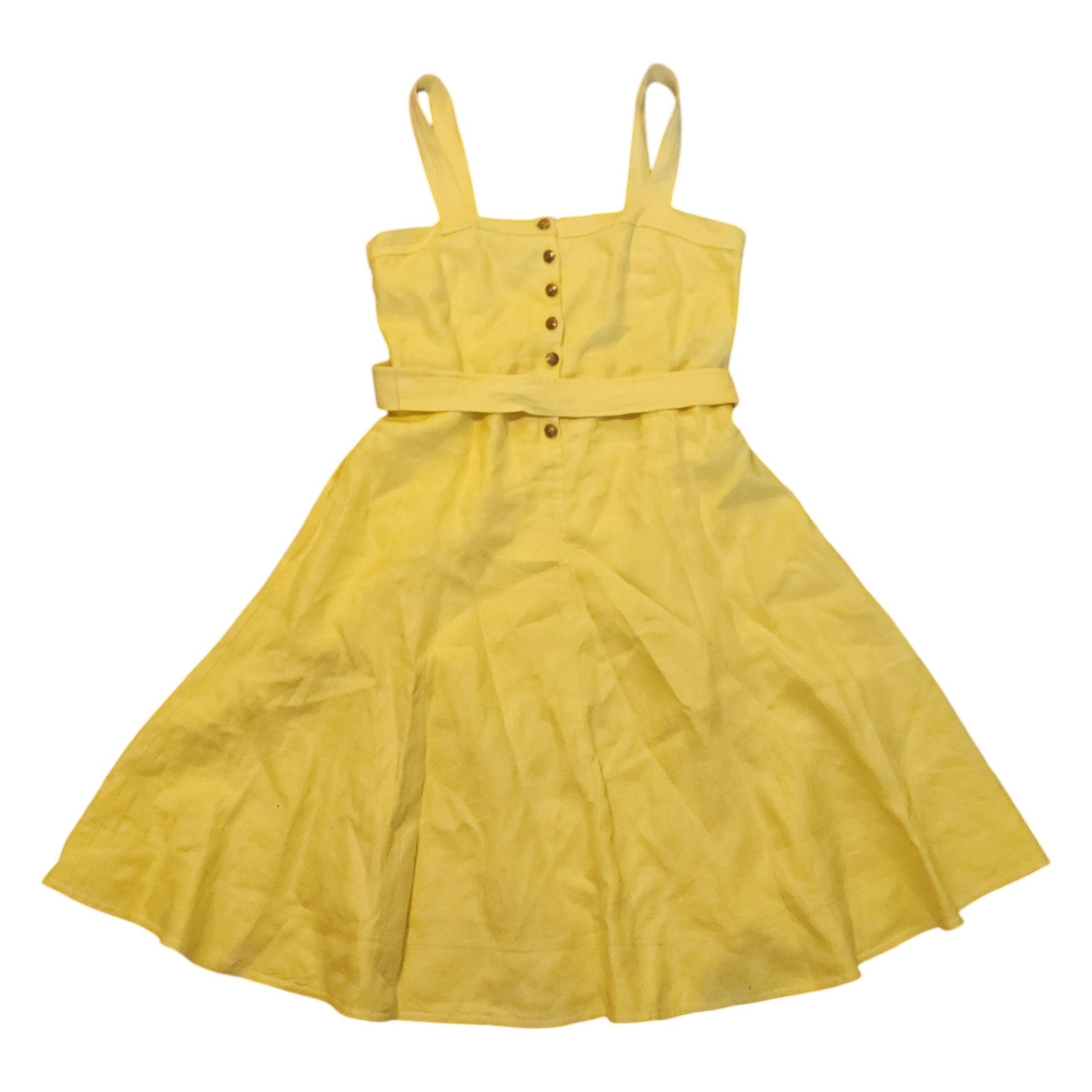 Lauren Ralph Lauren yellow linen button down swing dress sz 10 womens sundress