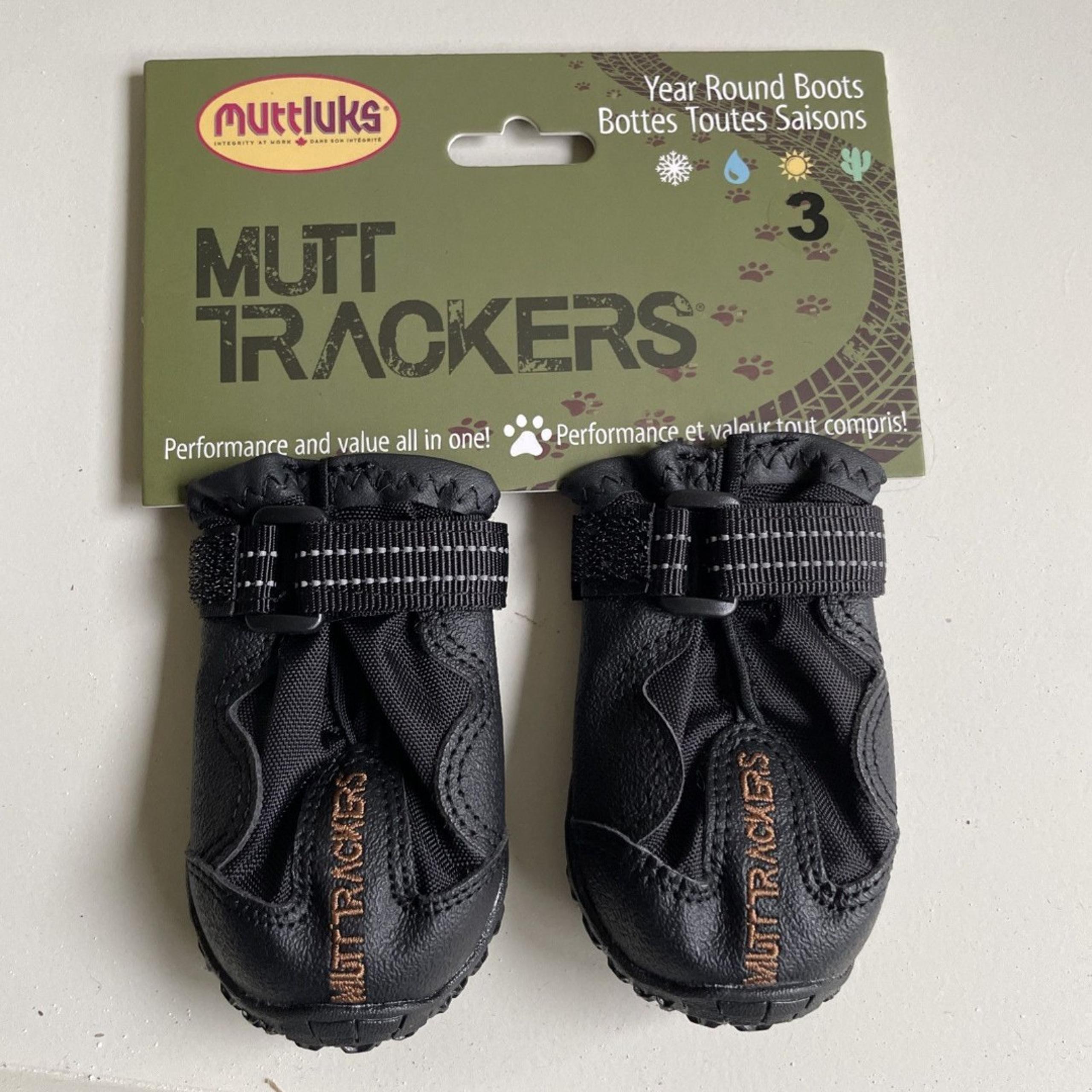 Mutt Trackers Muttluks Size 3 XS/S (3")  Boots New With Tag (Black) Dogs Pet