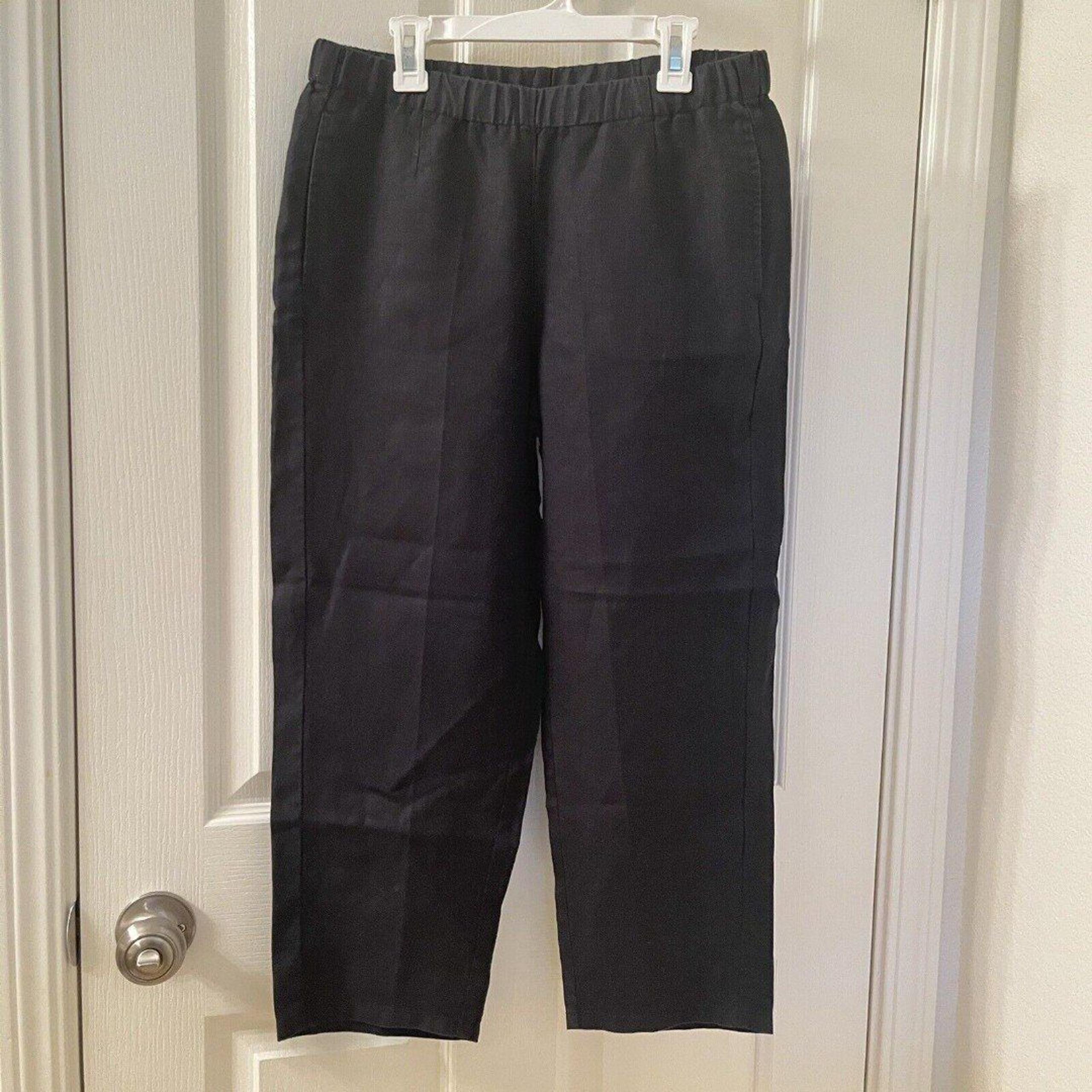 J. Jill Love Linen Black Cropped Pants Pockets Elastic Waist Women's Size XS NWT