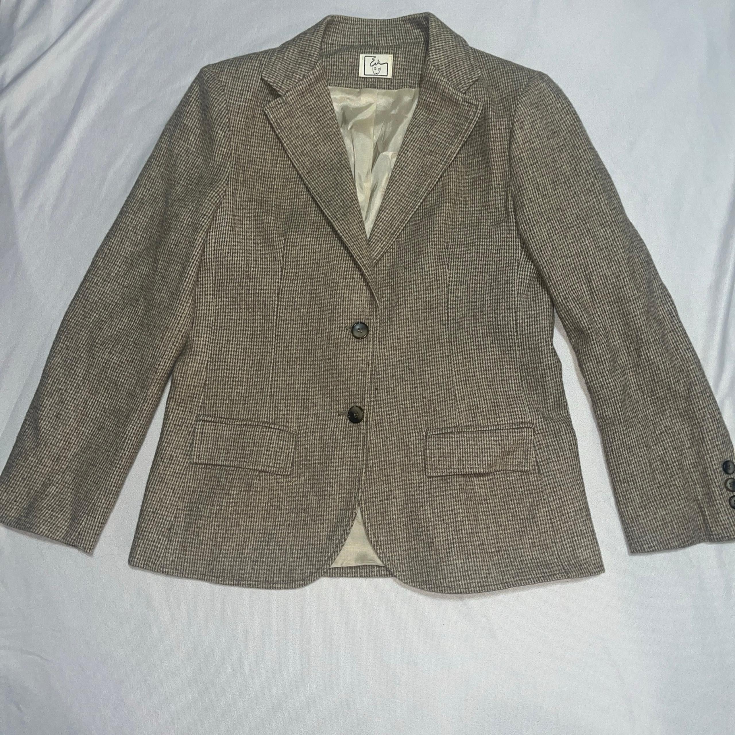 Vintage women’s wool blend blazer size 11/12 houndstooth pattern