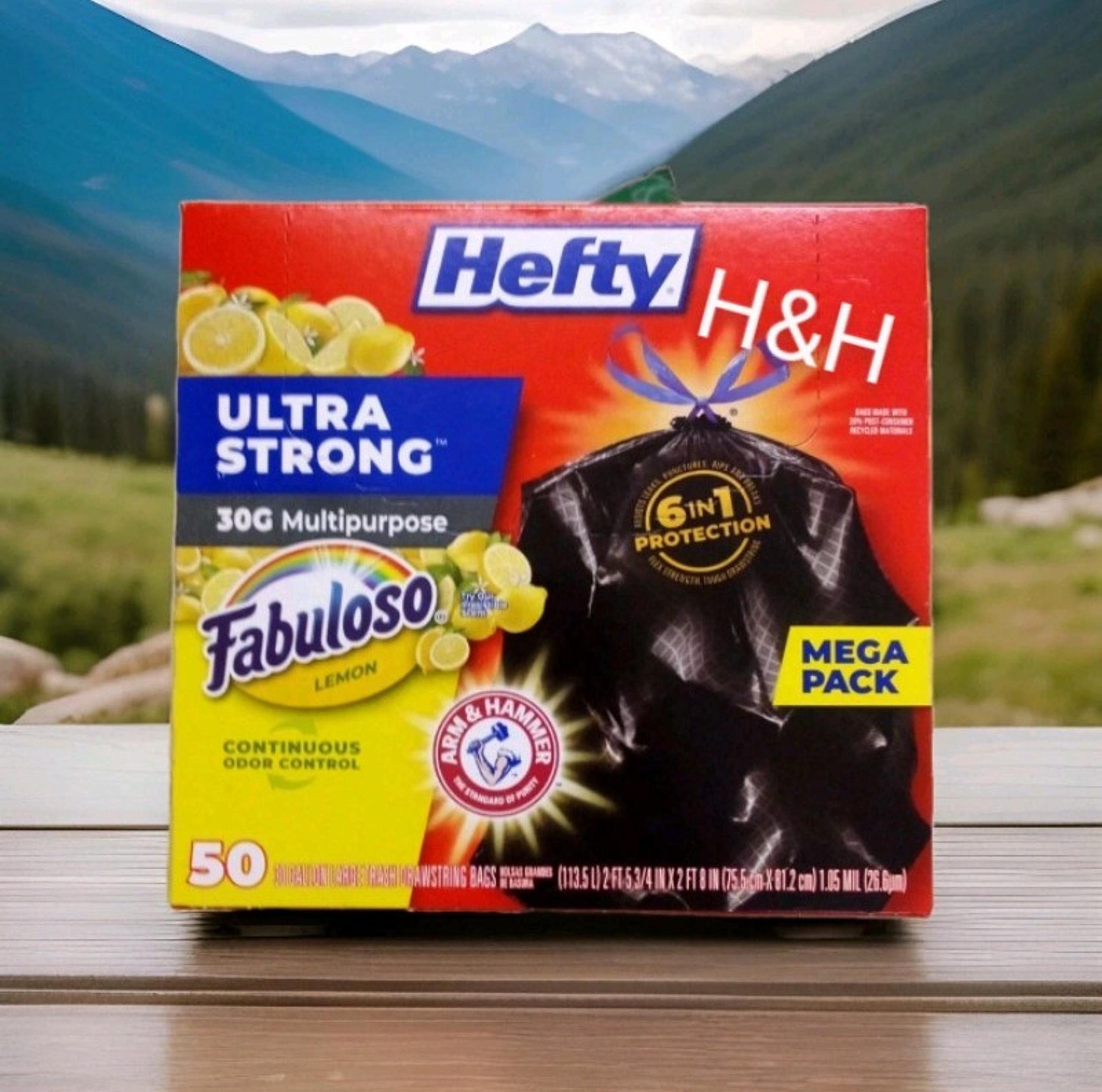 Hefty Garbage Bags Ultra Strong Trash Bags Fabuloso Lemon Scented 30 Gallon Bags