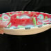 Hand painted Roses And Heart On Scarlet Ceramic Chip And Dip 12” Original Design