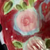 Hand painted Roses And Heart On Scarlet Ceramic Chip And Dip 12” Original Design