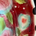 Hand painted Roses And Heart On Scarlet Ceramic Chip And Dip 12” Original Design