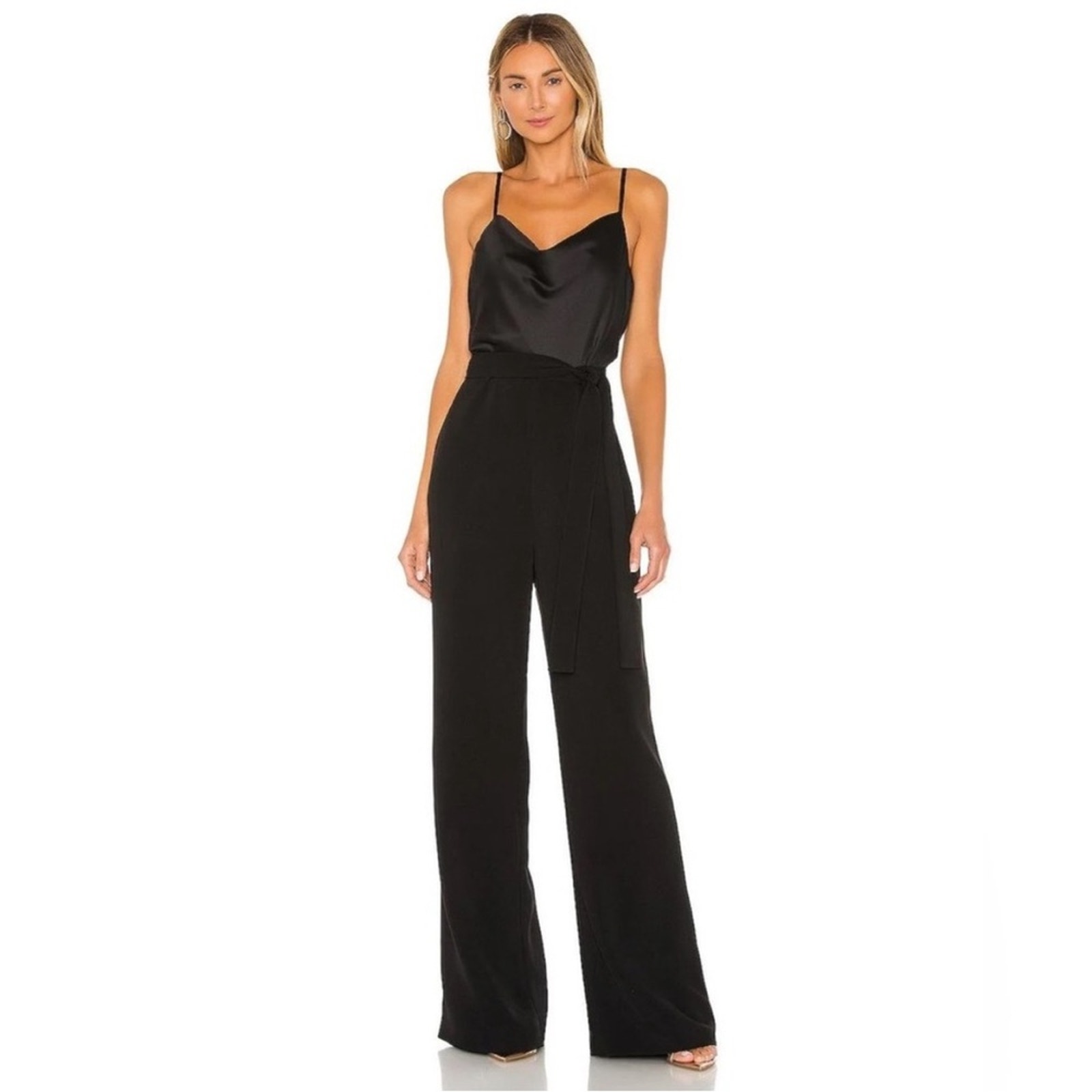 Likely NWT Lulu Tie-Waist Jumpsuit in Black Size 4 Glam Pantsuit