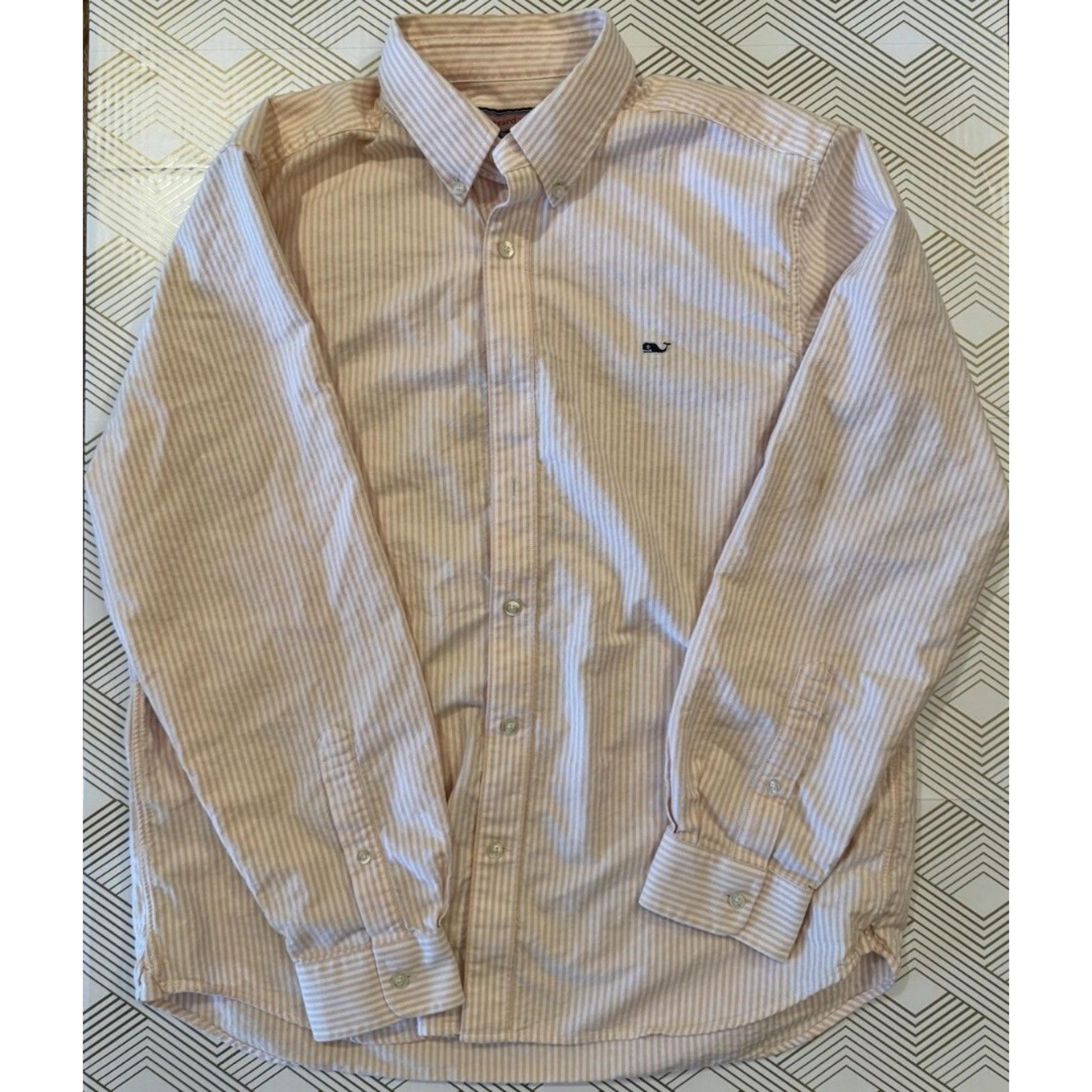 Vineyard Vines Collegiate Shirt Mens Button Down Striped Orange White Size L