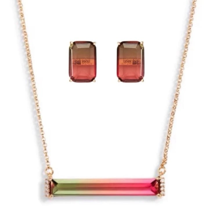 135 Kate Spade Geo Gems Ombré Necklace & Earrings Set