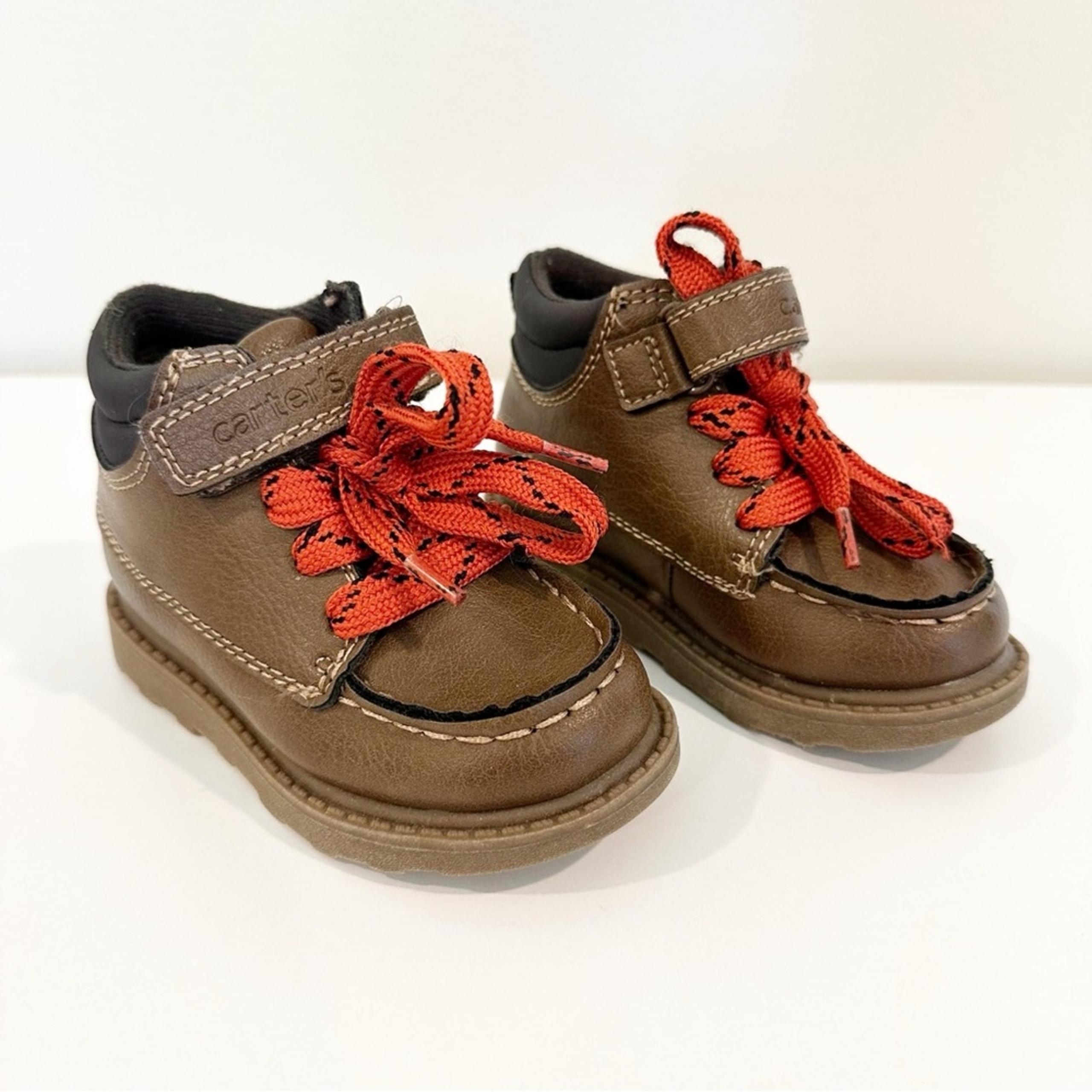 Carter's Brown and Red Boots with Moccasin Stitching