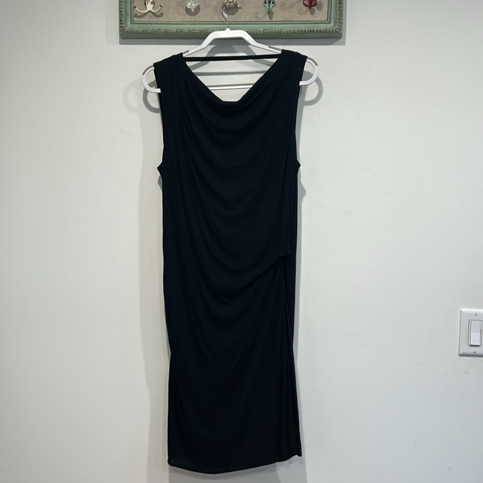 Helmut Lang Classic black drape back sleeveless mini dress women’s size large