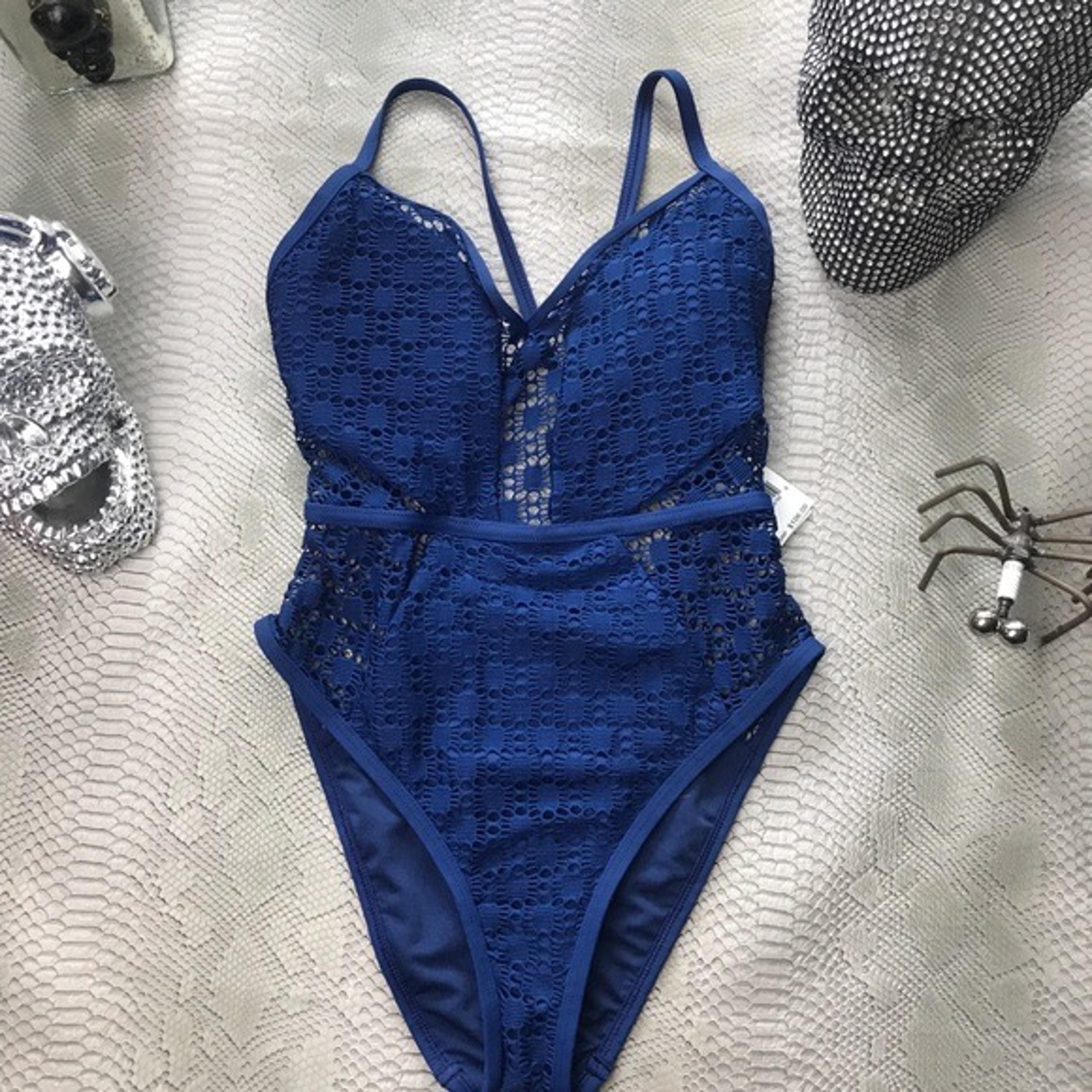 Kenneth Cole reaction blue mesh sexy one piece