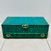 Vintage Lady Buxton Mid Century Green Stripped Leaf Imprint Jewelry Box MCM