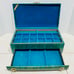 Vintage Lady Buxton Mid Century Green Stripped Leaf Imprint Jewelry Box MCM