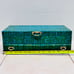 Vintage Lady Buxton Mid Century Green Stripped Leaf Imprint Jewelry Box MCM