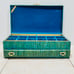 Vintage Lady Buxton Mid Century Green Stripped Leaf Imprint Jewelry Box MCM