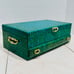 Vintage Lady Buxton Mid Century Green Stripped Leaf Imprint Jewelry Box MCM