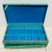 Vintage Lady Buxton Mid Century Green Stripped Leaf Imprint Jewelry Box MCM