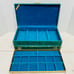 Vintage Lady Buxton Mid Century Green Stripped Leaf Imprint Jewelry Box MCM
