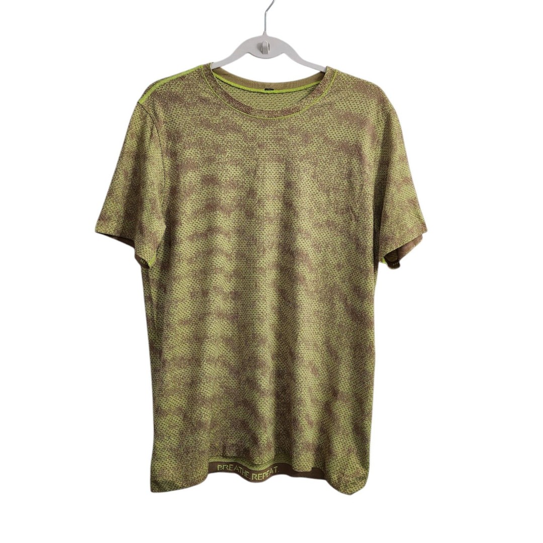 Lululemon Shirt Mens Large Yellow Metal Vent Breathe Tech Short Sleeve Mesh Top