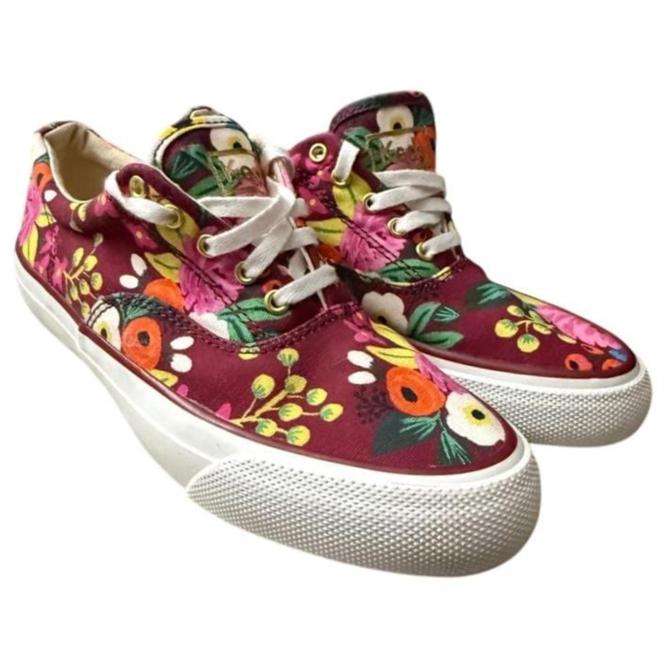 Keds x Rifle Paper Co. Flowers Women's Size 5.5 Burgundy Red Shoes (WF59697)