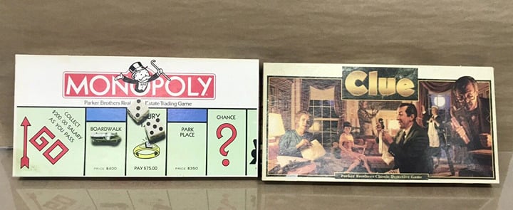 Vintage Classic Family Board Game Lot of 2 1973 Monopoly & 1986 Clue Detective