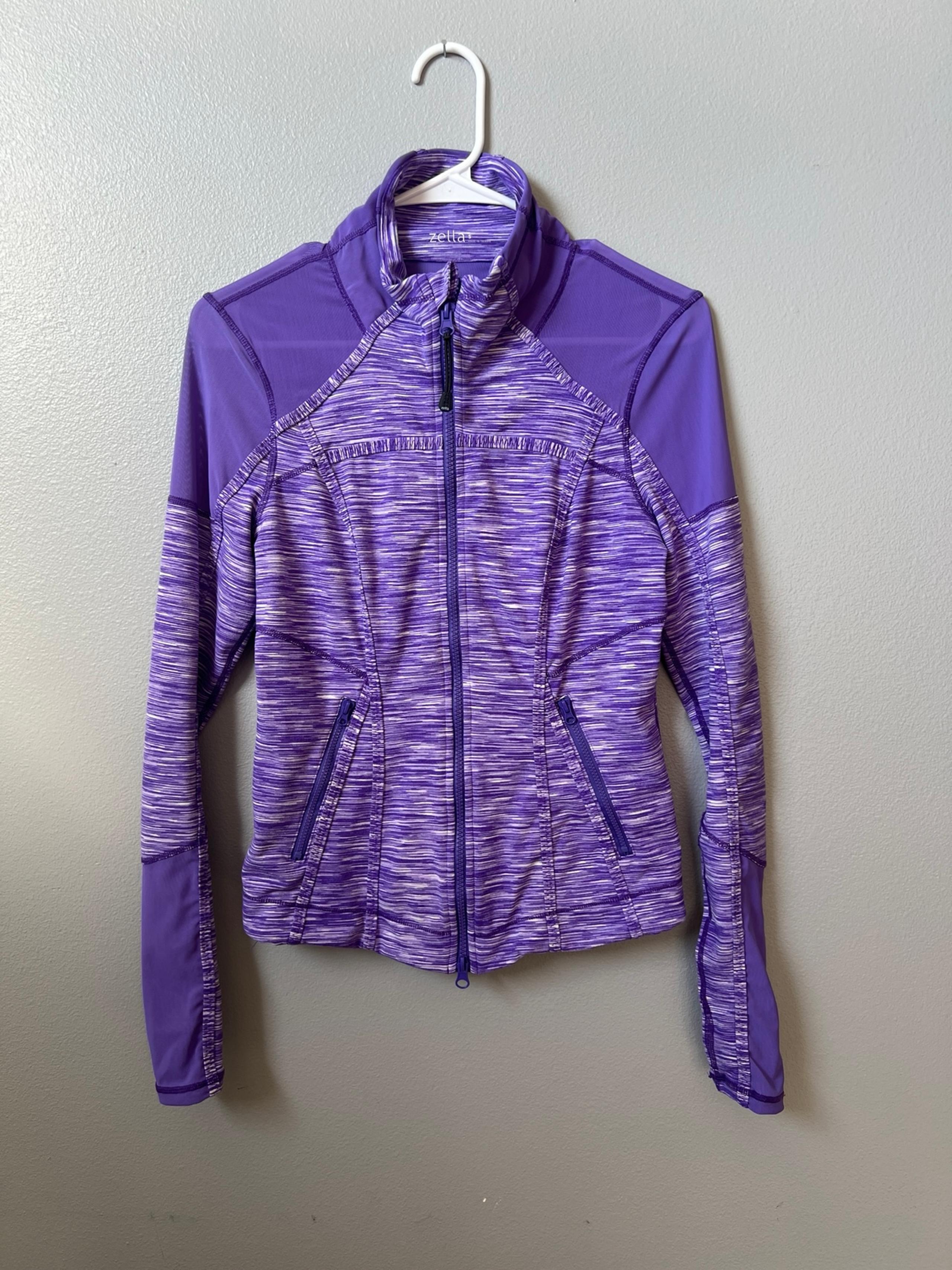 Zella Space Dye Jacket Mesh Panel Purple Full Zip Athletic Womens Sz small