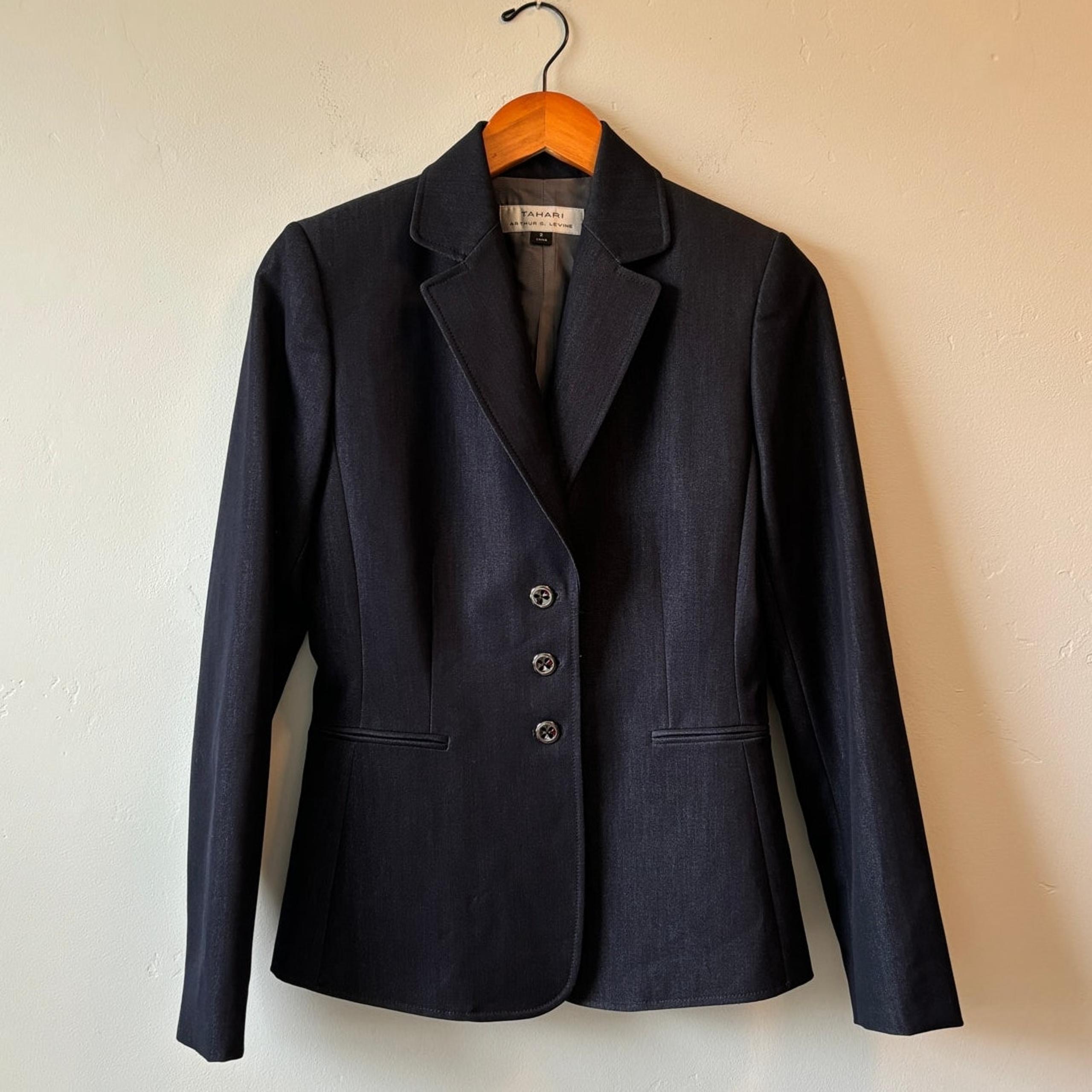 TAHARI Arthur S. Levine Dark Denim Blue Blazer Jacket