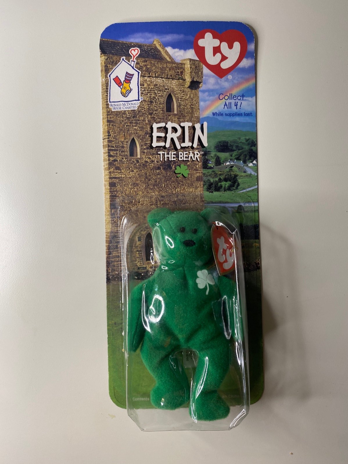 RARE TY McDonalds Teenie Beanie Baby Mini ERIN the Bear 1997 RETIRED WITH ERRORS