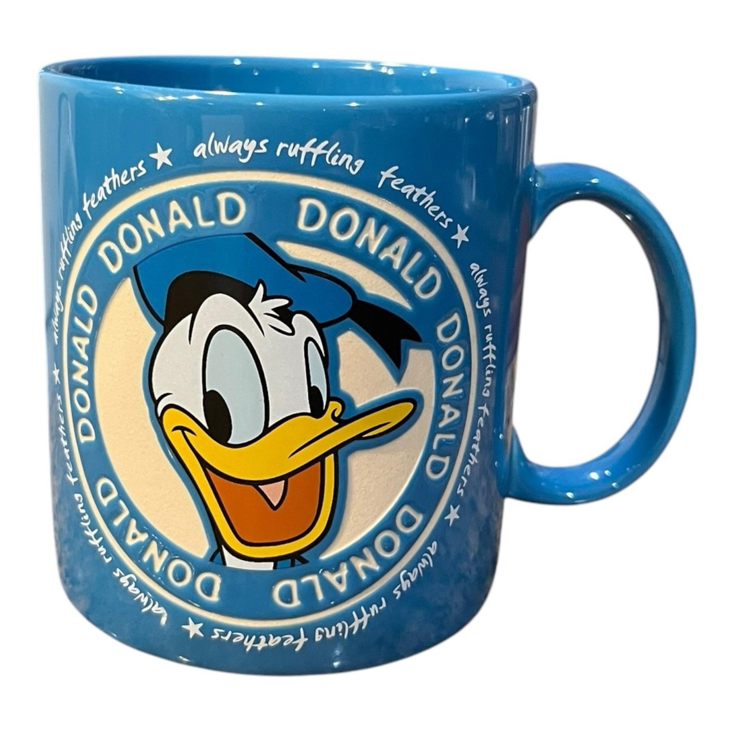 Disney Mug Donald Duck Always Ruffling Feathers Blue Ceramic Large Capacity EUC