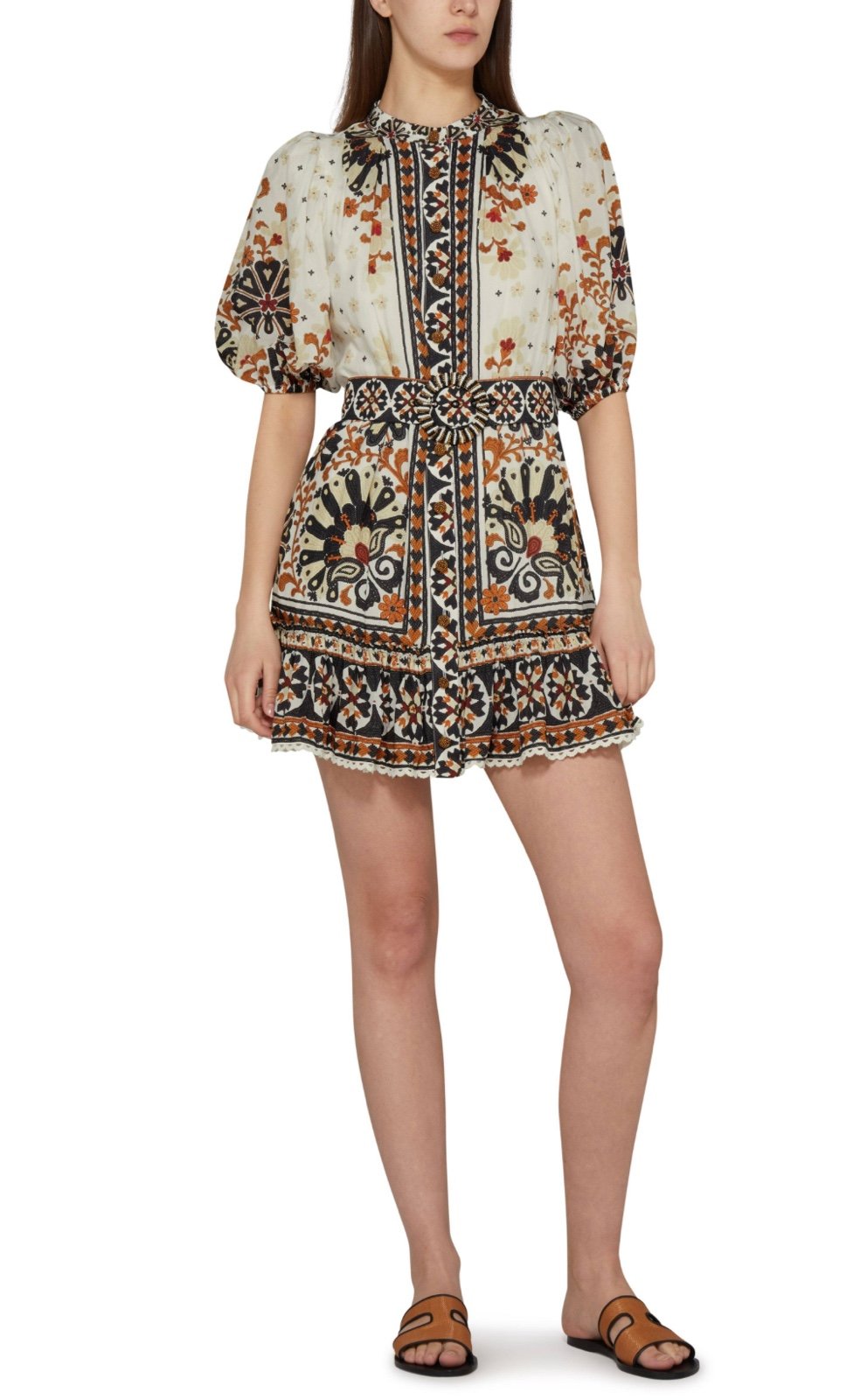FLORAL FAN TAPESTRY MINI DRESS size XL