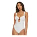 BECCA | White Ribbed Peek-a-boo Tortoise Ring One Piece Swimsuit | Large BNWT