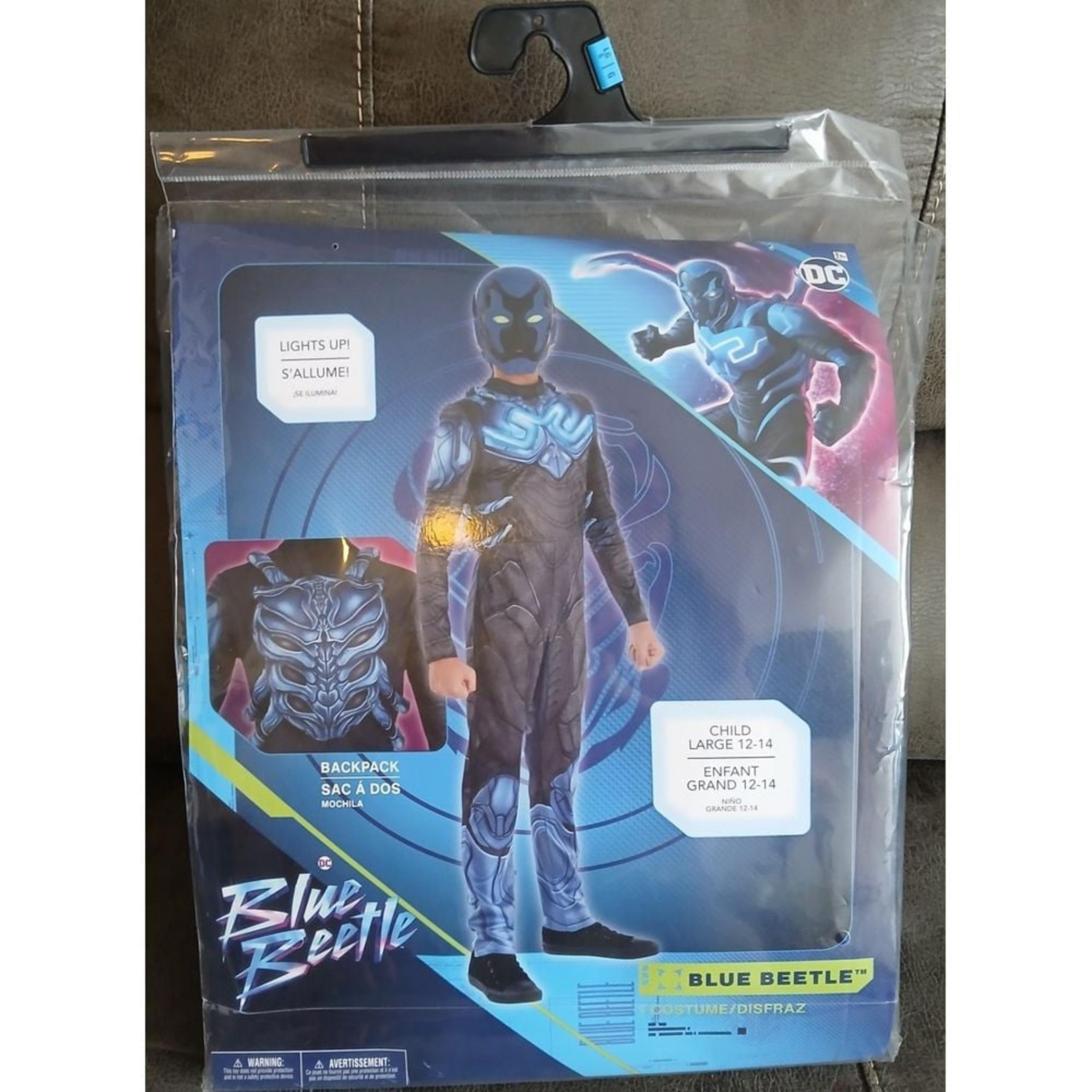 DC Comics Blue Beetle Costume Lights Up Child Large (12-14) Halloween NEW #741