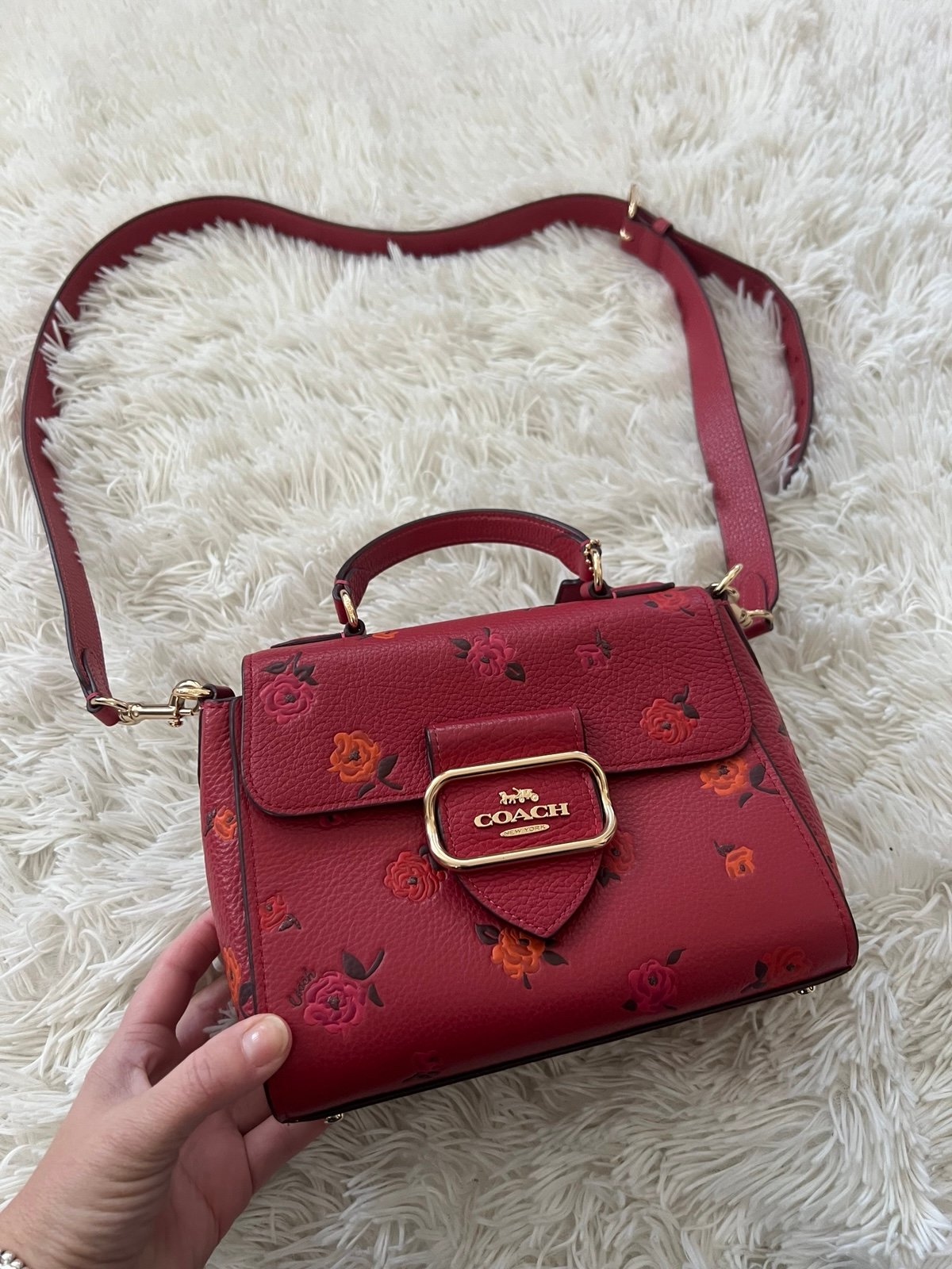 Coach Peony Print Morgan Top Handle Satchel