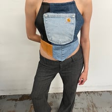 Reconstructed Carhartt Denim Halter Top