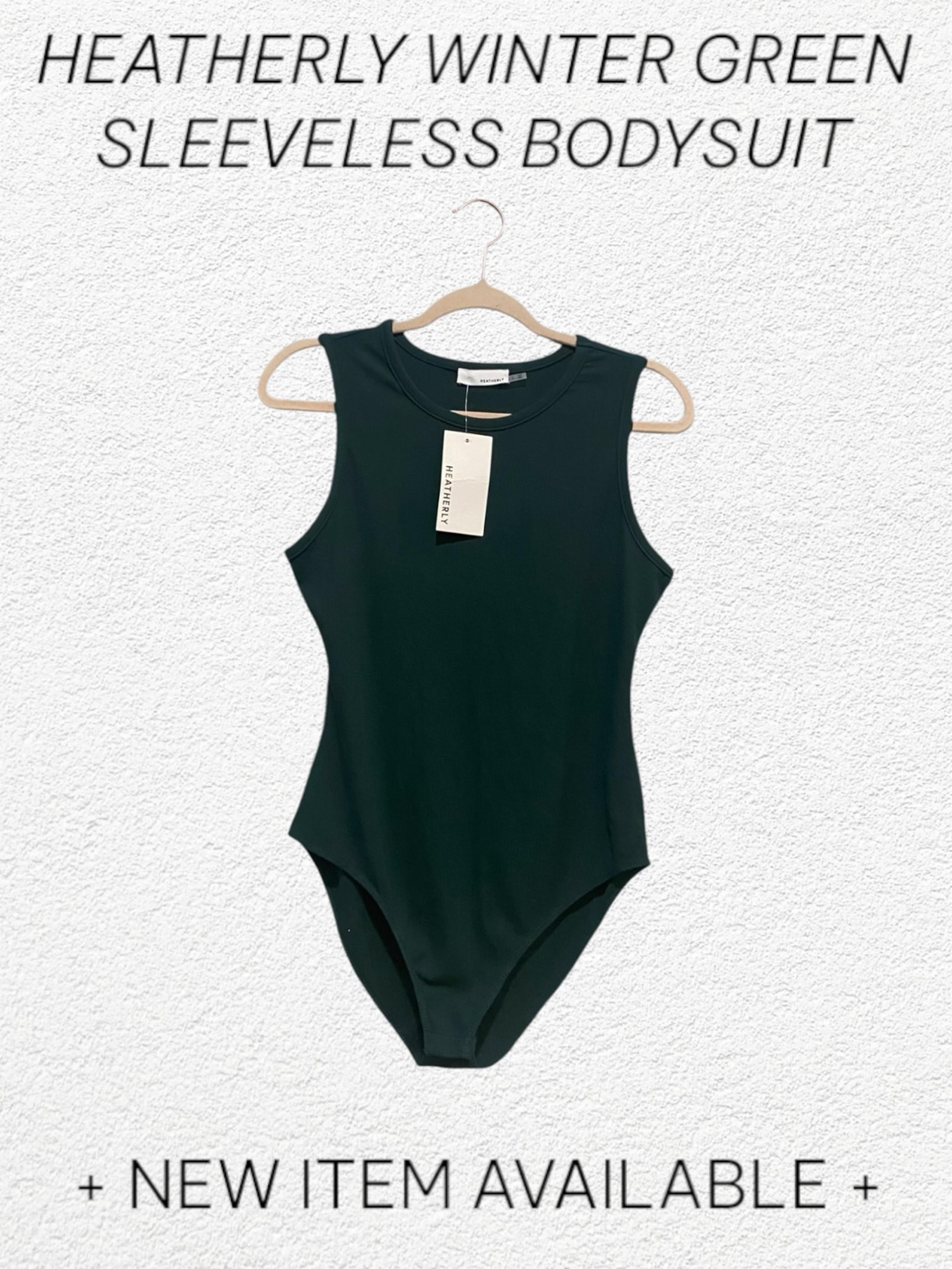 Heatherly Winter Green Sleeveless Ribbed Bodysuit Size Large