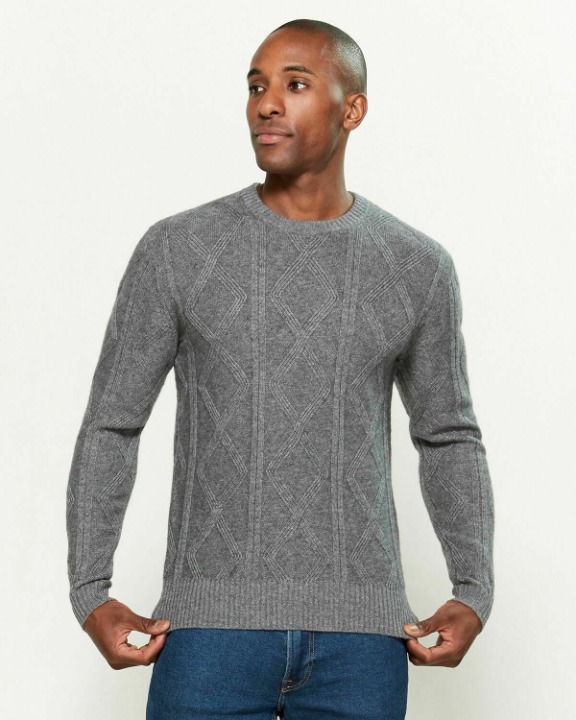 WOOLCASHMEREKNIT CABLECREWNECK SWEATE XL