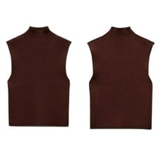ZARA RIBBED KNIT TOP BROWN | 5536/166 size S