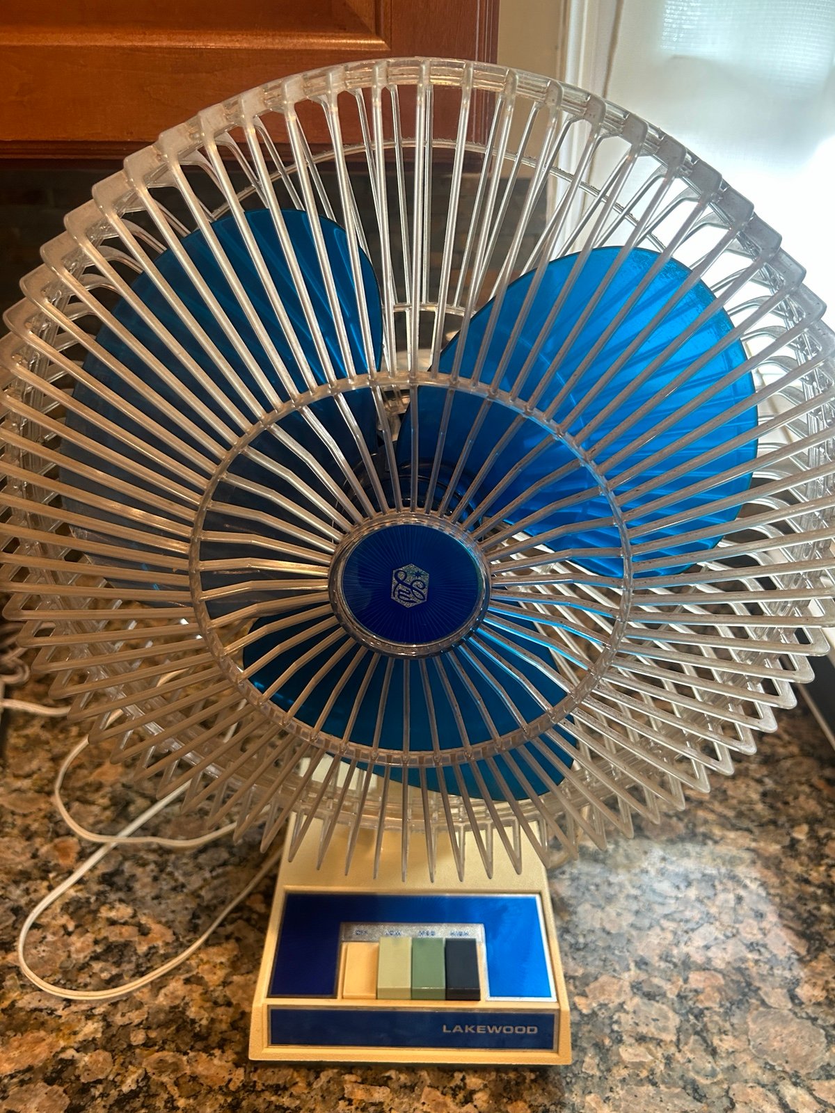 Vintage Lakewood Fan Blue Model 1200 Desk 3 Speed Blade Transparent Lexan VIDEO