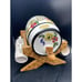 Handarbeit Porcelain Whiskey Barrel Keg 6 Shot Cups Wooden Stand Germany Vintage