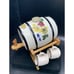 Handarbeit Porcelain Whiskey Barrel Keg 6 Shot Cups Wooden Stand Germany Vintage