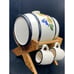 Handarbeit Porcelain Whiskey Barrel Keg 6 Shot Cups Wooden Stand Germany Vintage