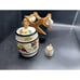 Handarbeit Porcelain Whiskey Barrel Keg 6 Shot Cups Wooden Stand Germany Vintage