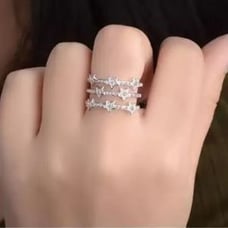 NEW 925 STERLING SILVER DIAMOND MULTI LAYER RING