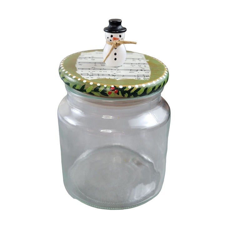 Lot of 6 Wooden Hand Painted Jar Toppers 1 Glass Jar Candy or Trinket JH1827200