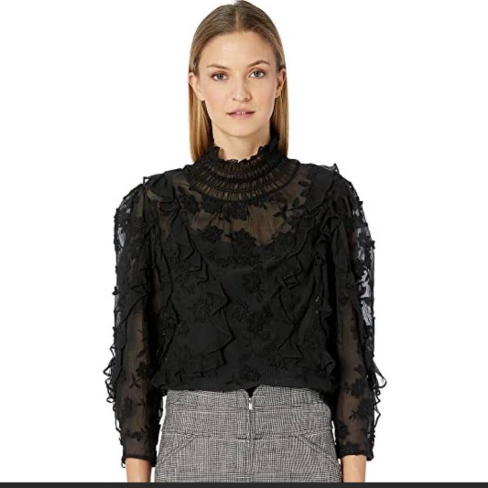 Rebecca Taylor FLORAL EMBROIDERED BLOUSE