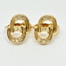 Christian Dior Earrings CD Logo Rhinestone Gold