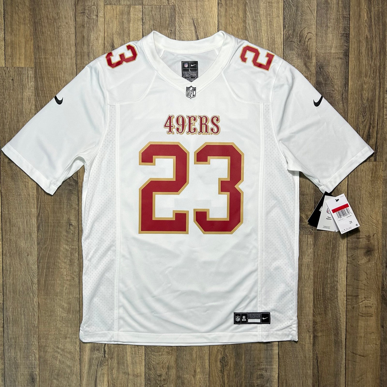 San Francisco 49ers Christian McCaffrey Nike NFL Football Jersey Mens L NWT 130