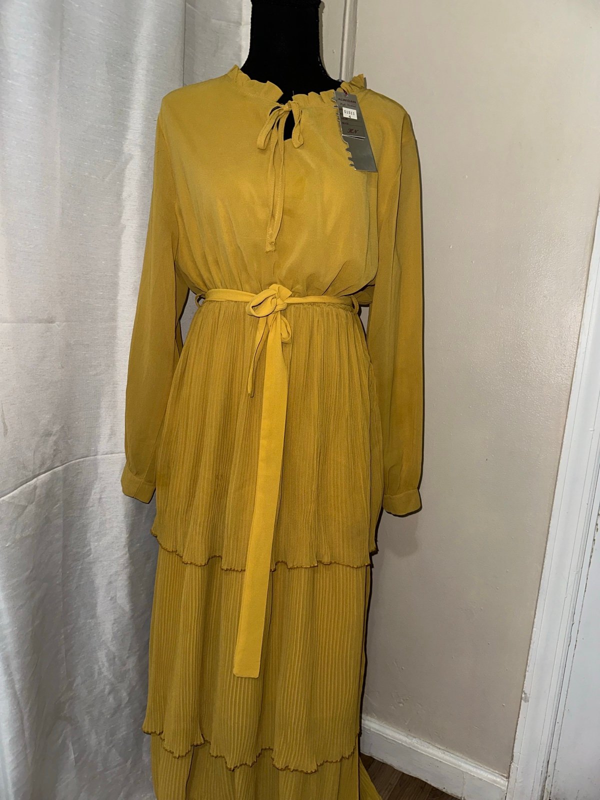 Long sleeved mustard dress